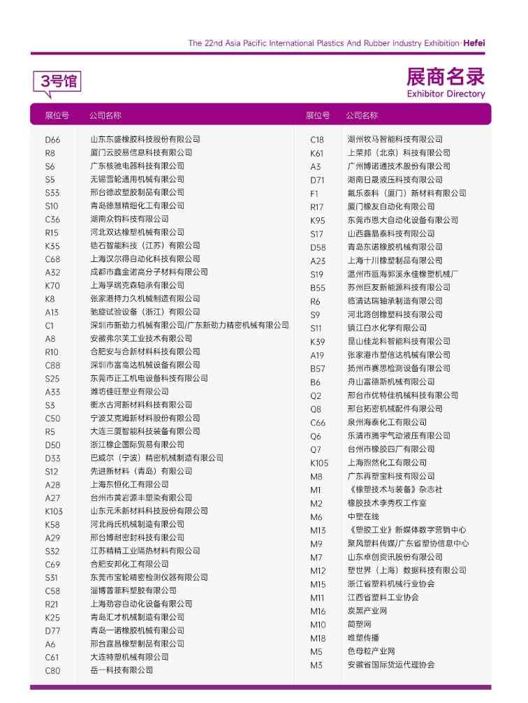 重磅发布!2025亚太橡塑展·合肥站展商名录抢先收藏! 重磅发布!2025亚太橡塑展·合肥站展商名录抢先收藏!