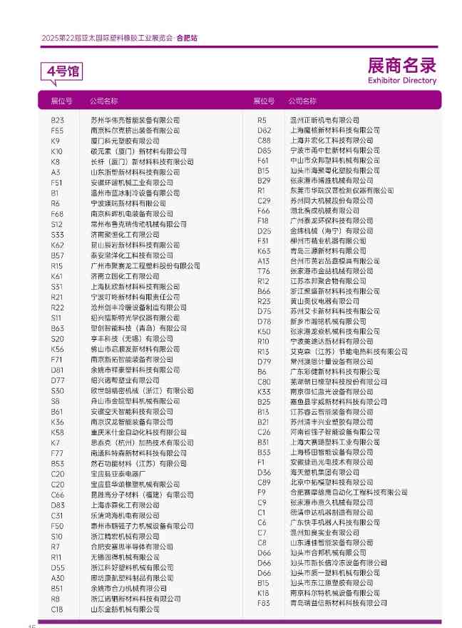 重磅发布!2025亚太橡塑展·合肥站展商名录抢先收藏! 重磅发布!2025亚太橡塑展·合肥站展商名录抢先收藏!
