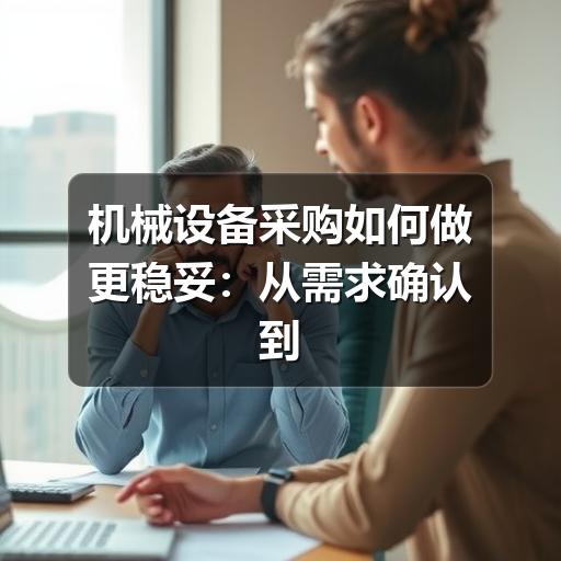 机械设备采购如何做更稳妥：从需求确认到验收的实用指南